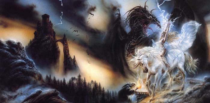 Stories says the flying horse Pegasus more than once fought a fire breathing monster.